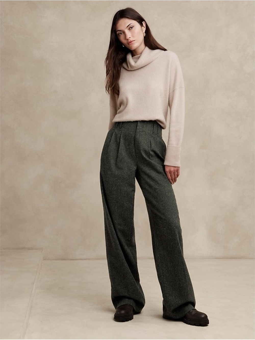 Banana Republic Remanso Donegal Straight Leg High Rise Trouser Pants 10 Tall